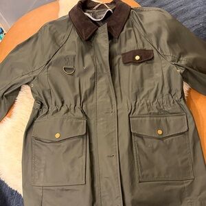 J Crew Olive Green Barn Jacket with Brown Accents, Size XL